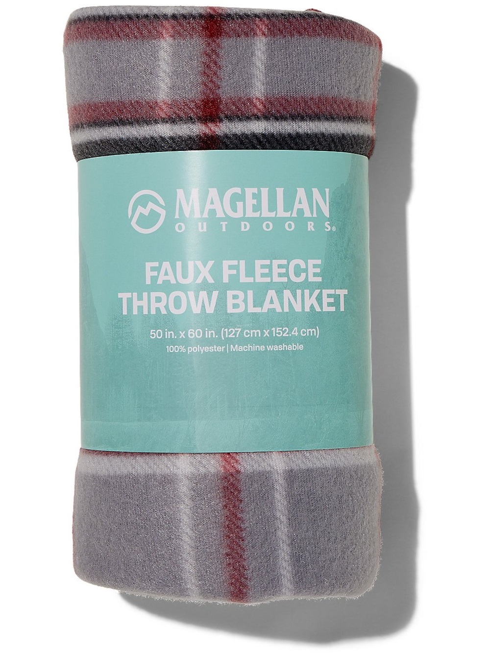 Magellan Outdoors Gray & Red Plaid Faux Fleece Throw